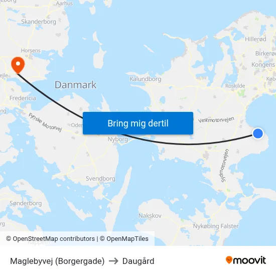 Maglebyvej (Borgergade) to Daugård map