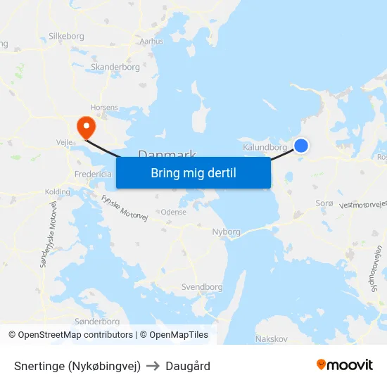 Snertinge (Nykøbingvej) to Daugård map