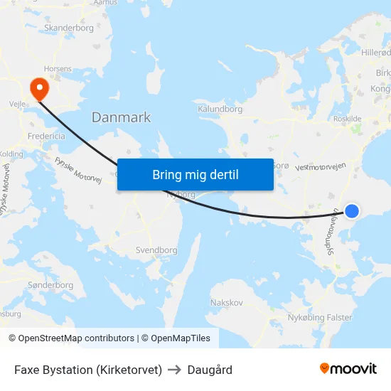 Faxe Bystation (Kirketorvet) to Daugård map