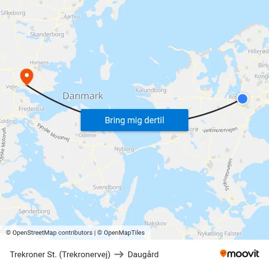 Trekroner St. (Trekronervej) to Daugård map