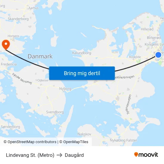 Lindevang St. (Metro) to Daugård map