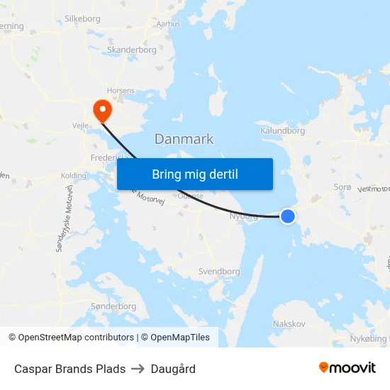 Caspar Brands Plads to Daugård map