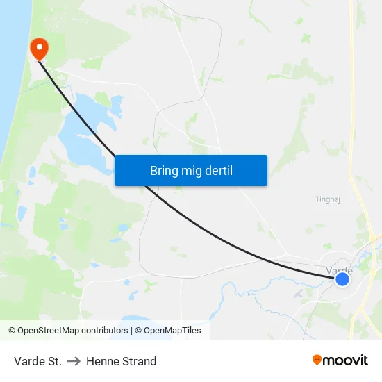 Varde St. to Henne Strand map