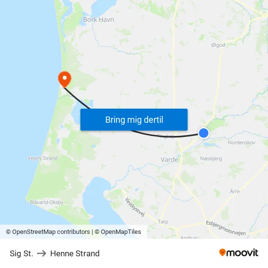 Sig St. to Henne Strand map