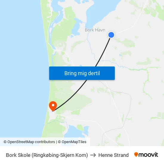 Bork Skole (Ringkøbing-Skjern Kom) to Henne Strand map