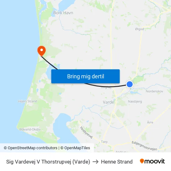 Sig Vardevej V Thorstrupvej (Varde) to Henne Strand map