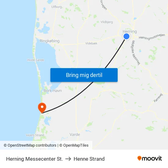 Herning Messecenter St. to Henne Strand map