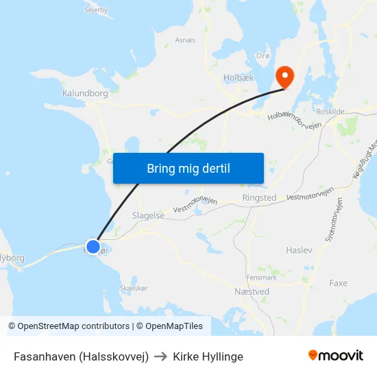 Fasanhaven (Halsskovvej) to Kirke Hyllinge map
