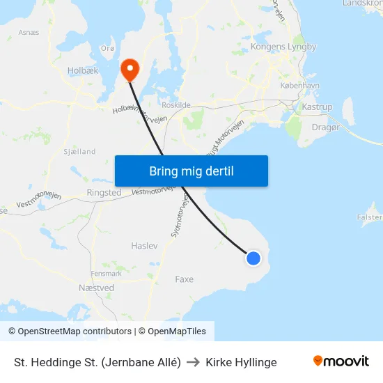 St. Heddinge St. (Jernbane Allé) to Kirke Hyllinge map