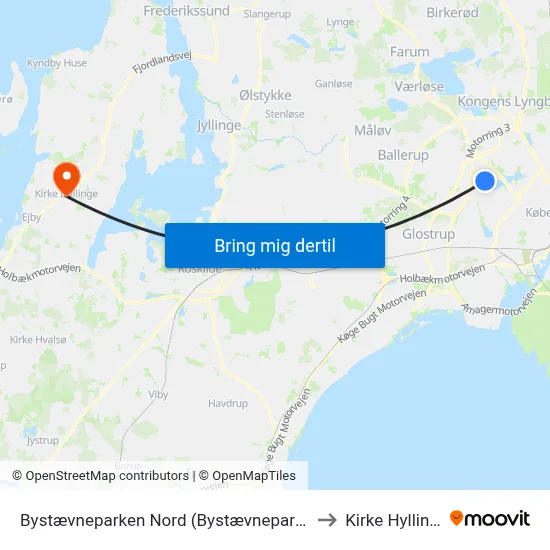 Bystævneparken Nord (Bystævneparken) to Kirke Hyllinge map