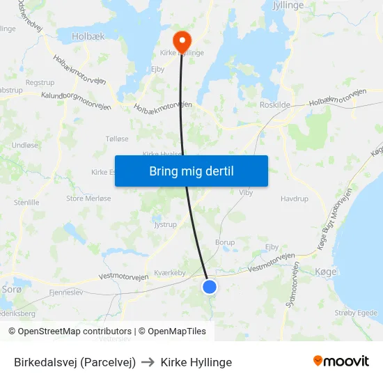 Birkedalsvej (Parcelvej) to Kirke Hyllinge map