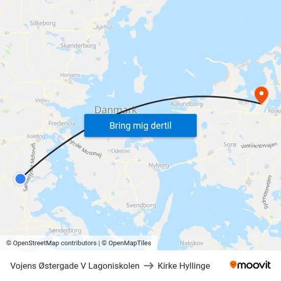 Vojens Østergade V Lagoniskolen to Kirke Hyllinge map