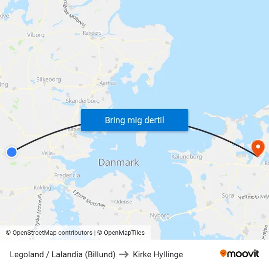 Legoland / Lalandia (Billund) to Kirke Hyllinge map