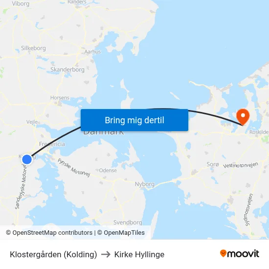 Klostergården (Kolding) to Kirke Hyllinge map