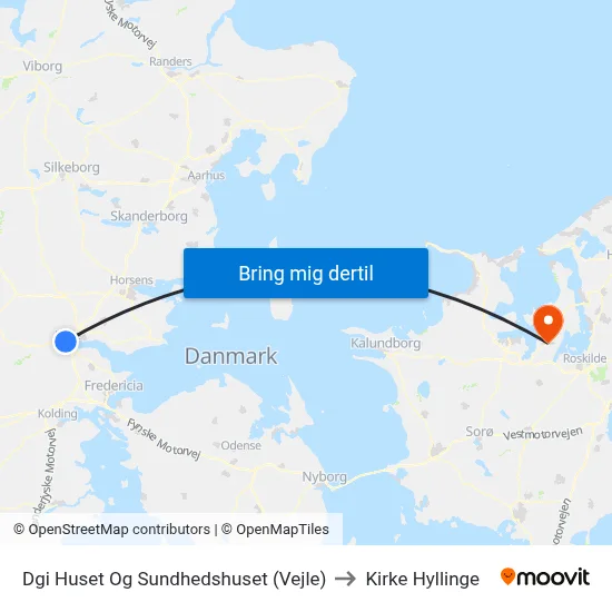 Dgi Huset Og Sundhedshuset (Vejle) to Kirke Hyllinge map