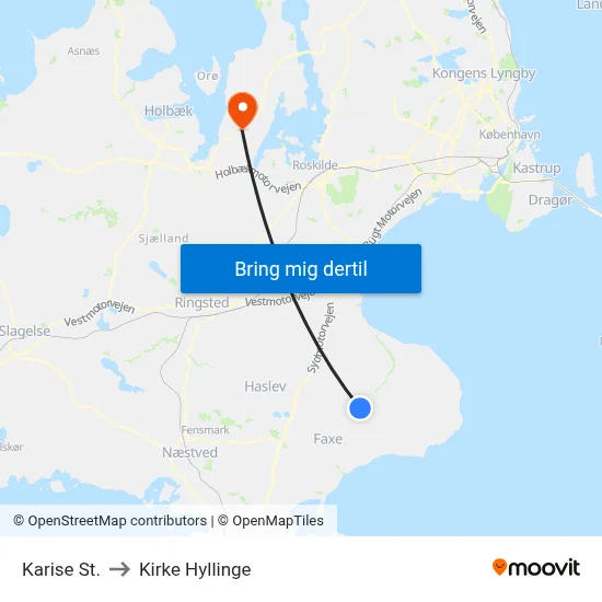 Karise St. to Kirke Hyllinge map