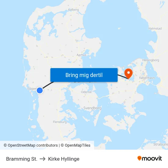 Bramming St. to Kirke Hyllinge map