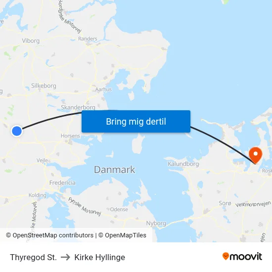 Thyregod St. to Kirke Hyllinge map