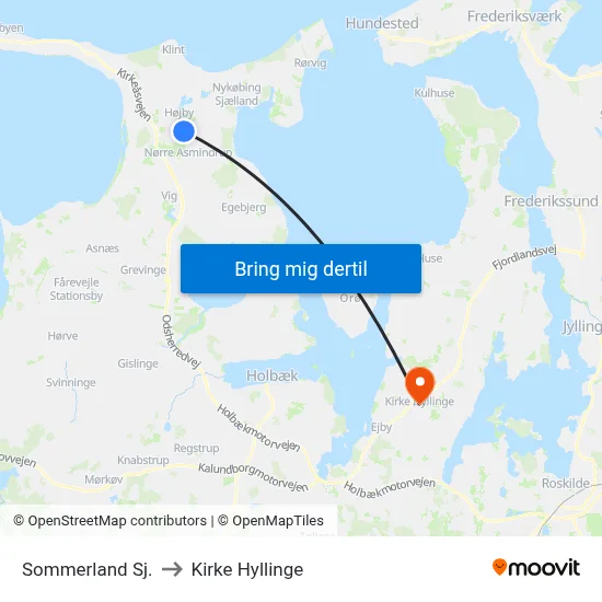 Sommerland Sj. to Kirke Hyllinge map