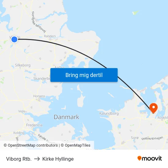 Viborg Rtb. to Kirke Hyllinge map