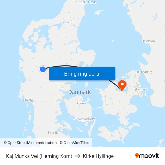 Kaj Munks Vej (Herning Kom) to Kirke Hyllinge map