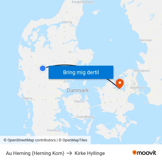 Au Herning (Herning Kom) to Kirke Hyllinge map