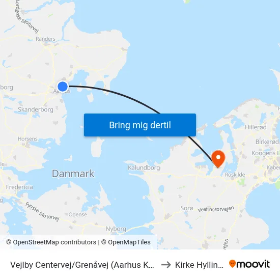 Vejlby Centervej/Grenåvej (Aarhus Kom) to Kirke Hyllinge map