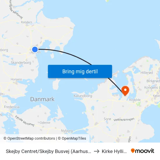 Skejby Centret/Skejby Busvej (Aarhus Kom) to Kirke Hyllinge map