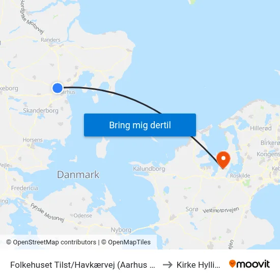 Folkehuset Tilst/Havkærvej (Aarhus Kom) to Kirke Hyllinge map