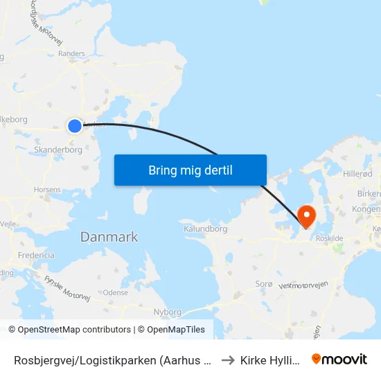 Rosbjergvej/Logistikparken (Aarhus Kom) to Kirke Hyllinge map