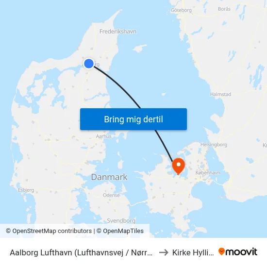 Aalborg Lufthavn (Lufthavnsvej / Nørresundby) to Kirke Hyllinge map