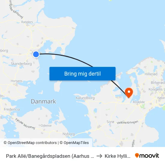 Park Allé/Banegårdspladsen (Aarhus Kom) to Kirke Hyllinge map