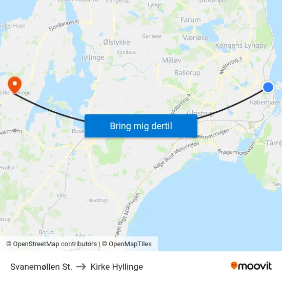 Svanemøllen St. to Kirke Hyllinge map