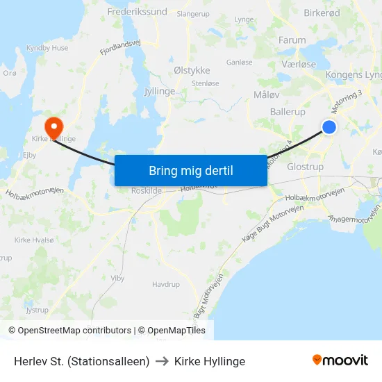 Herlev St. (Stationsalleen) to Kirke Hyllinge map