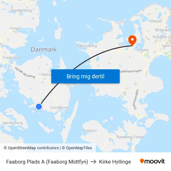 Faaborg Plads A (Faaborg Midtfyn) to Kirke Hyllinge map
