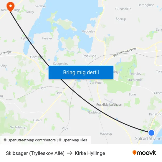 Skibsager (Trylleskov Allé) to Kirke Hyllinge map