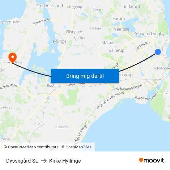 Dyssegård St. to Kirke Hyllinge map