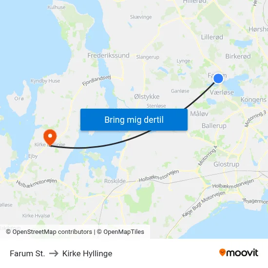Farum St. to Kirke Hyllinge map