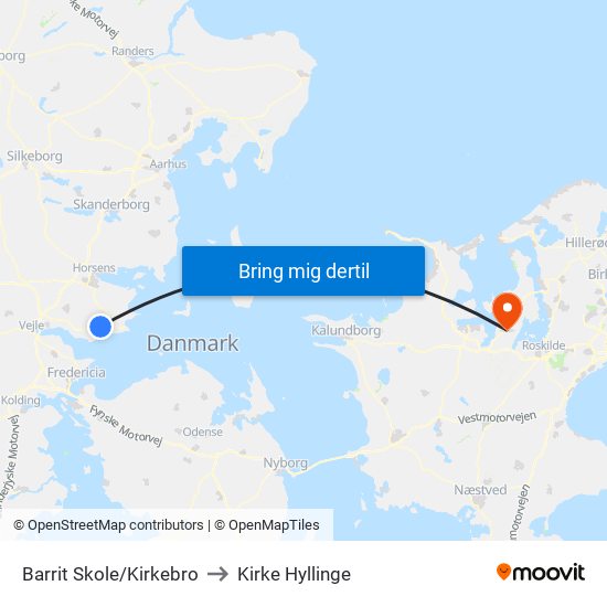 Barrit Skole/Kirkebro to Kirke Hyllinge map