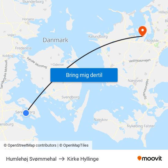 Humlehøj Svømmehal to Kirke Hyllinge map