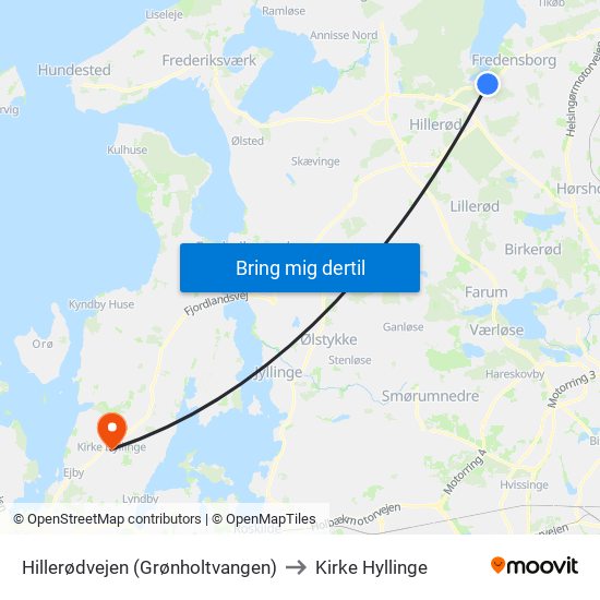 Hillerødvejen (Grønholtvangen) to Kirke Hyllinge map