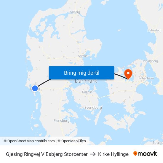 Gjesing Ringvej V Esbjerg Storcenter to Kirke Hyllinge map