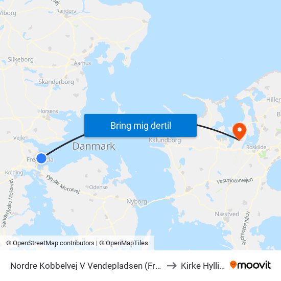 Nordre Kobbelvej V Vendepladsen (Fredericia) to Kirke Hyllinge map
