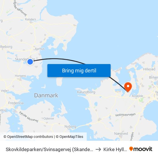 Skovkildeparken/Svinsagervej (Skanderborg Kom) to Kirke Hyllinge map