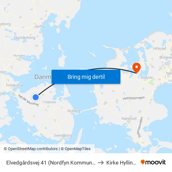 Elvedgårdsvej 41 (Nordfyn Kommune) to Kirke Hyllinge map