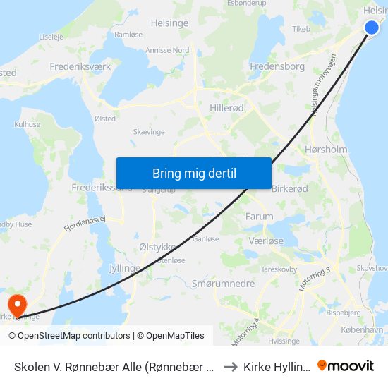 Skolen V. Rønnebær Alle (Rønnebær Alle) to Kirke Hyllinge map