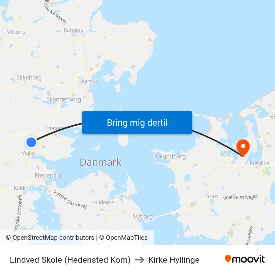 Lindved Skole (Hedensted Kom) to Kirke Hyllinge map