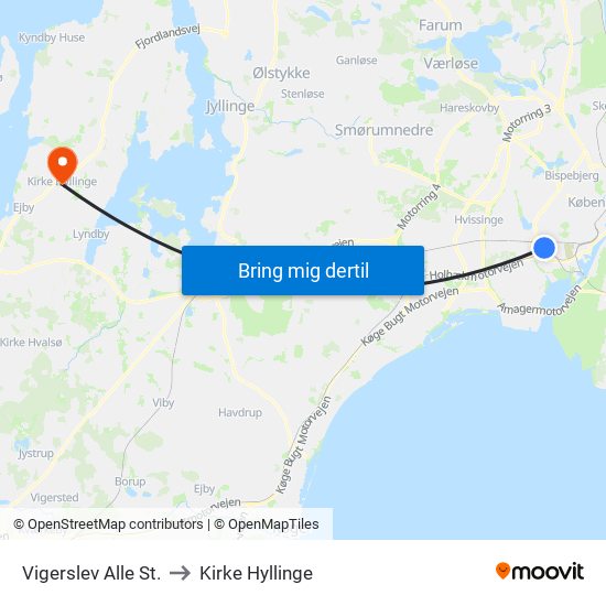 Vigerslev Alle St. to Kirke Hyllinge map