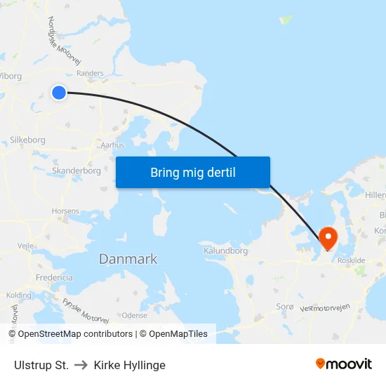 Ulstrup St. to Kirke Hyllinge map