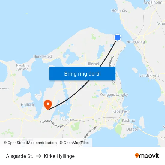 Ålsgårde St. to Kirke Hyllinge map
